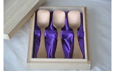 銅製アイスクリームスプーン3本セット(桐箱入) FC016076