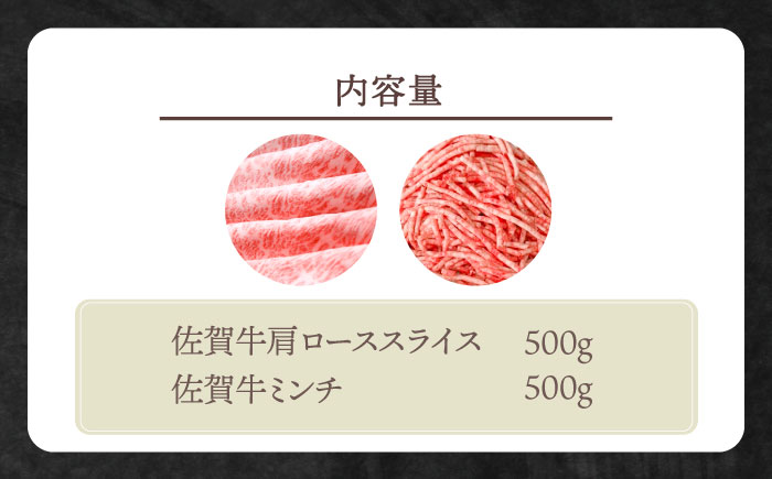 【2度の農林水産大臣賞】佐賀牛 スライス・ミンチ セット（各500g）【田中畜産牛肉店】 [HBH106]