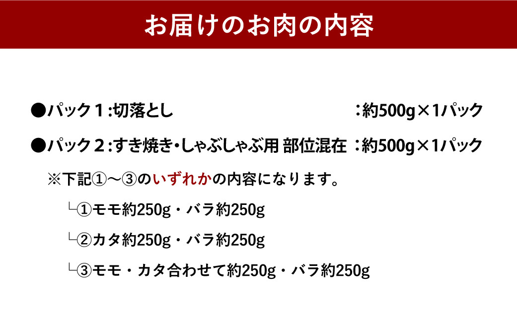 【2023年1月より順次発送】あか牛 詰め合わせB 合計約1kg 切落し すき焼き しゃぶしゃぶ  和牛 牛肉