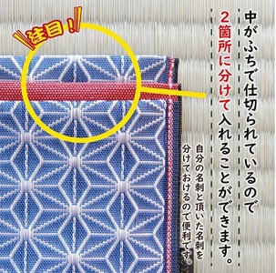 SZ0347　【5色から選べる】 畳の縁で制作した 名刺・カード入れ［麻の葉模様］　【 納戸(青) 】