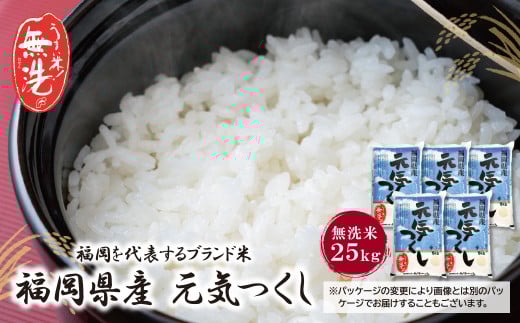 U17-24-01 福岡の人気銘柄!!無洗米 福岡県産・元気つくし25kg お米 米 こめ コメ ブランド米 白米 人気 おすすめ 無洗米 げんきつくし 福岡県産米 食料品 福岡県