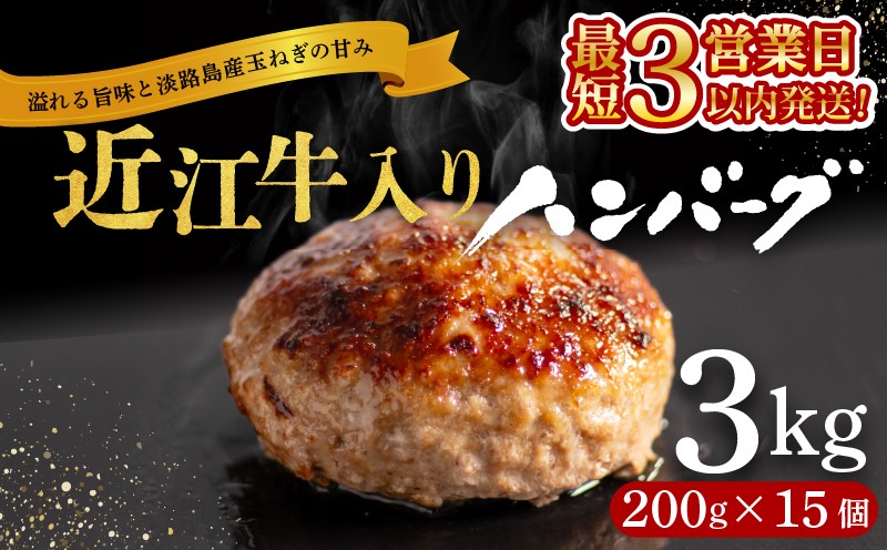 
                  ＼ランキング1位獲得／ 近江牛 入り ハンバーグ 3kg (200g×15個) 近江牛 と 淡路島産 玉ねぎ 使用 合い挽きハンバーグ 和牛 冷凍 牛肉ハンバーグ 真空 小分け 個包装 はんばーぐ 合挽き ふるさと納税 ランキング 牛肉 豚肉 ビーフ ポーク 豚肉ハンバーグ はんばーぐ 挽肉 hannba-gu お弁当 お肉 ミンチ肉 にく おにく hamba-gu 竜王町 滋賀県 ぎゅうにく
                