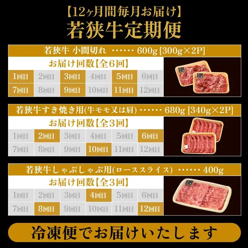 【定期便12ヶ月】ブランド牛 若狭牛 計6.8kg以上 国産牛肉 冷凍 [e02-o001]
