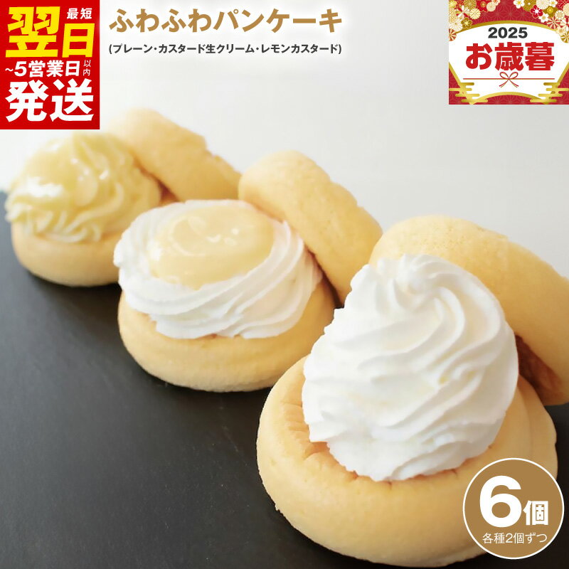 【ふるさと納税】パンケーキ 3種 6個入 ( プレーン / カスタード生クリーム / レモンカスタード ) パンケーキカフェcafeblow カスタード ふわふわパンケーキ お取り寄せ スイーツ おやつ ギフト 贈り物 熨斗 対応可 誕生日 最短 翌日発送 5営業日 泉佐野市 送料無料