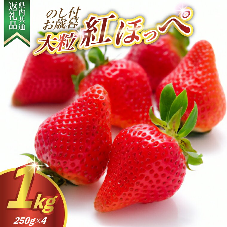 【ふるさと納税】【のし付き】お歳暮　紅ほっぺ大粒　250g(8〜12粒)×4pc県内共通返礼品【配送不可地域：離島・沖縄県】 (BR123)