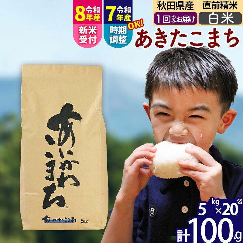 【ふるさと納税】※令和7年産／R8産新米予約※ 秋田県産 あきたこまち 100kg【白米】(5kg小分け袋) 【1回のみお届け】2025年産 2026年産 令和8年産 お届け時期選べる お米 藤岡農産 [藤岡農産 秋田 お米 あきたこまち 米どころ]