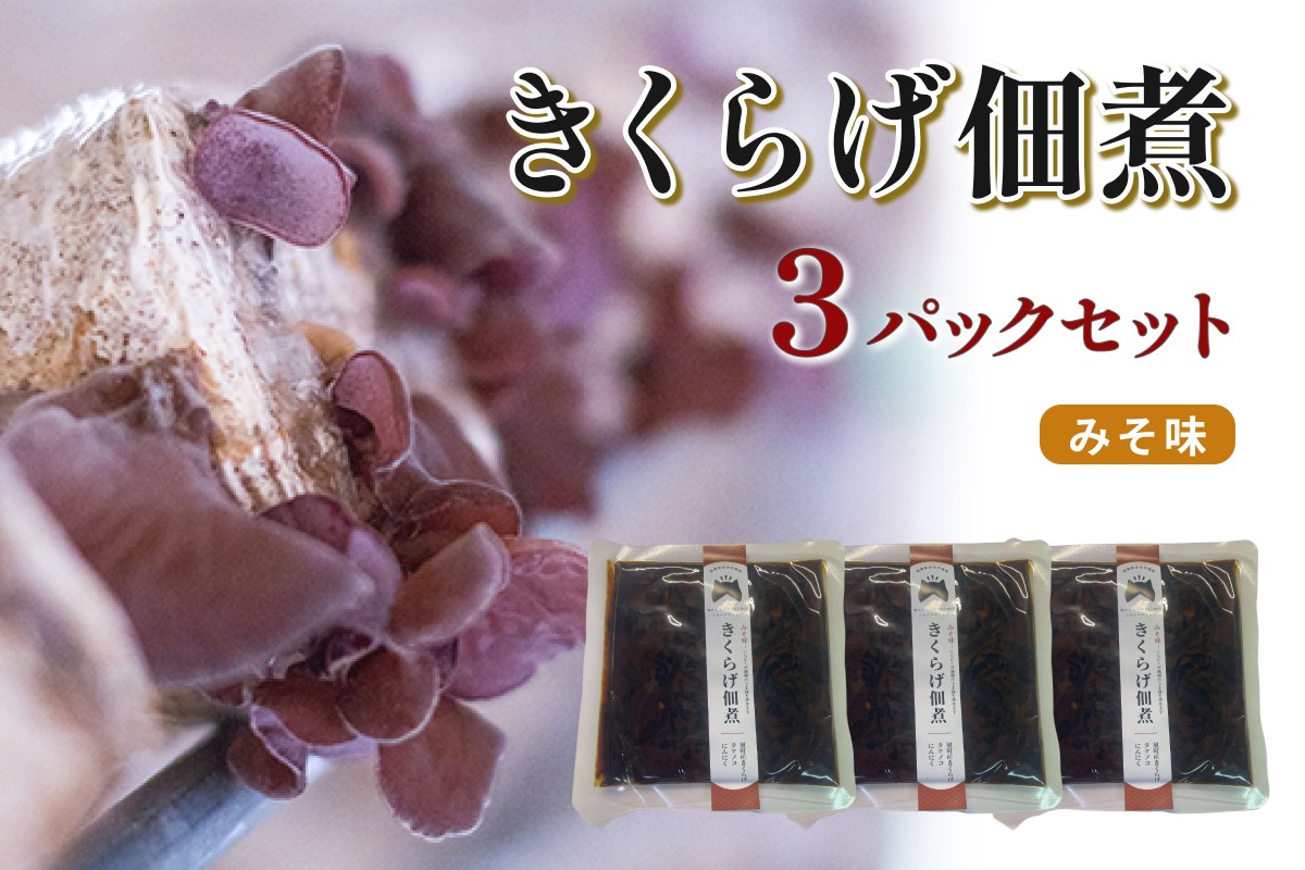 
                  きくらげ佃煮（みそ味）×3パック きくらげ 佃煮 みそ セット 【157_0006】
                