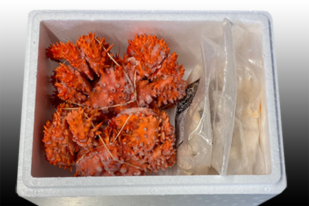 【北海道根室産】花咲かに500g前後～650g前後×2尾、たこ唐揚げ250g×2P C-70074