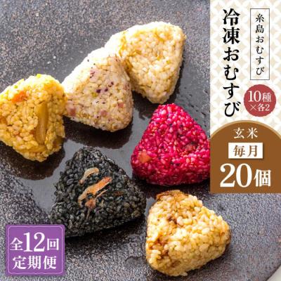 ふるさと納税 糸島市 【全12回定期便】【玄米】冷凍 おむすび 20個(10種×各2個)セット[ANL007]