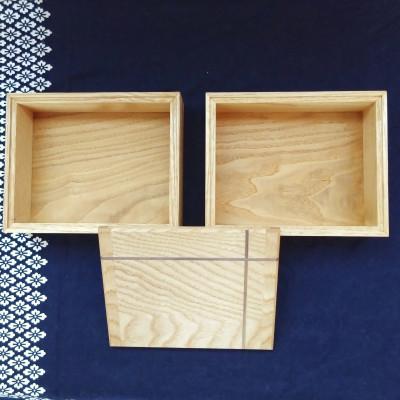 ふるさと納税 能勢町 重箱型 小物収納箱(2段) | 無垢 栗(クリ) |  | 02