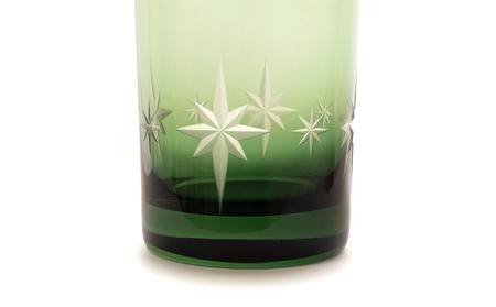 浅草切子 暮らしの硝子「明星 切立緑」化粧箱入り_0012-146-T07