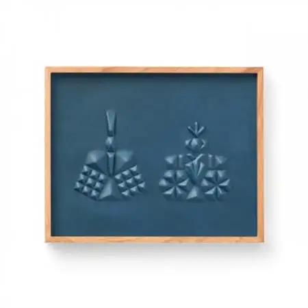 colm ひな人形 ブルー「本革を立体成型してつくった現代のインテリアに馴染むひな人形」【1501342】