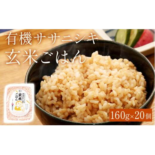 令和7年産 有機ササニシキ玄米ごはん 160g × 20個 宮城県産 ごはん レトルト パックご飯 ごはんパック 有機玄米 レンジ 調理 電子レンジ 長期保存 保存食 非常食 災害 米 お米 玄米食 農薬不使用 宮城県 石巻 石巻市