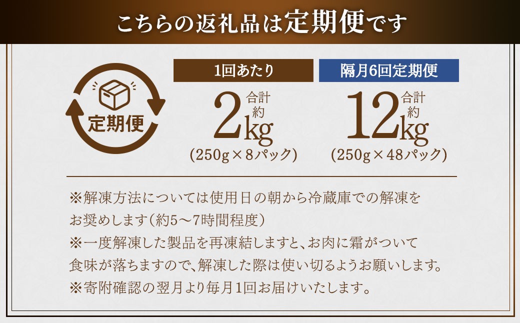 【隔月6回定期便】鹿児島県産黒豚 大容量小分けパック切り落とし 合計12kg（2kg×6回）