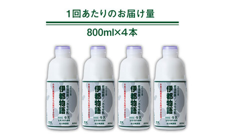 【全12回定期便】【低温殺菌】 ノンホモ 牛乳 伊都物語 800ml × 4本 糸島市 / 糸島みるくぷらんと[AFB060]
