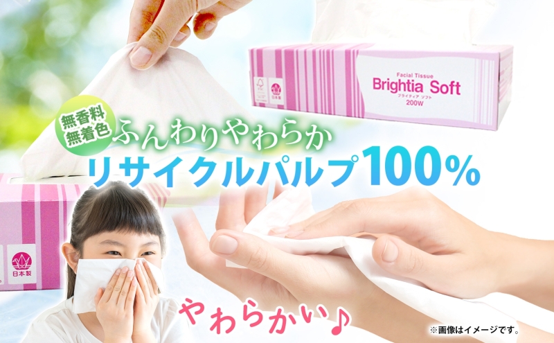 定期便 12ヵ月連続 ブライティア ソフト ボックス ティッシュ 200組 400枚 15箱 (5箱×3) BOX  ジョイマインドトイレットペーパー ロングロール ダブル 72ロール (12ロール×6個パック) 長さ55m 2枚重ね 日本製 北海道 倶知安町 日用品