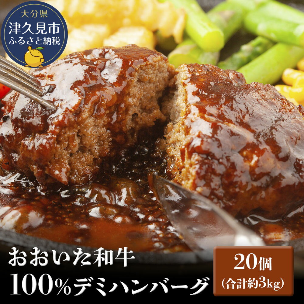 【ふるさと納税】おおいた和牛100% 合計約3kg デミハンバーグ 約150g×20個 | 惣菜 大分県 九州 津久見市 国産