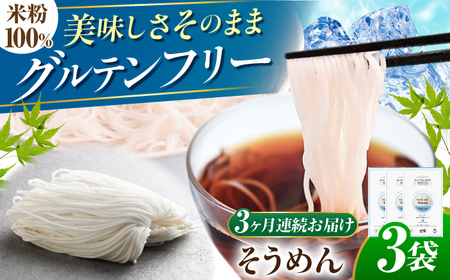 【3回定期便】 【グルテンフリー】　細くてもしっかりコシ！ 米粉そうめん グルテンフリー 米粉 そうめん 岐阜市 / 小林生麺[ANGM030]