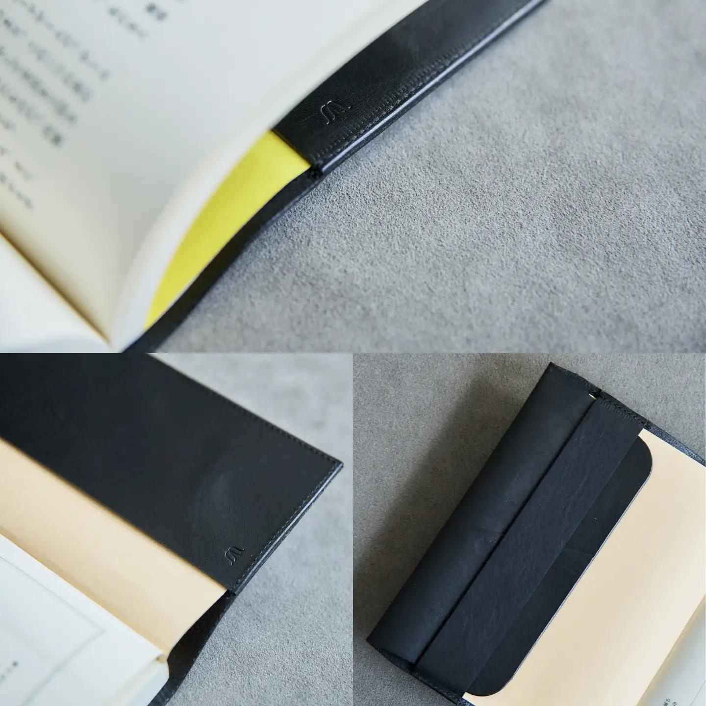 革 ブックカバー 文庫本サイズ（ブラック）/ 革 ブックカバー 本 ブック カバー おしゃれ ビジネス プレゼント ギフト 日用品 文庫 文庫本 文庫サイズ 革 革小物 黒 / 諫早市 / 伊東製靴店