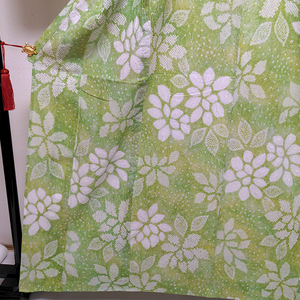 絞り　浴衣　ゆかた　若草色　ミシンと手縫併用