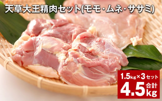 天草大王精肉セット（モモ、ムネ、ササミ） 約1.5kg×3セット 計約4.5kg 天草大王 モモ ムネ ササミ