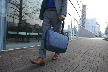 monacca-bag/Leaf indigo 木製トートバッグ