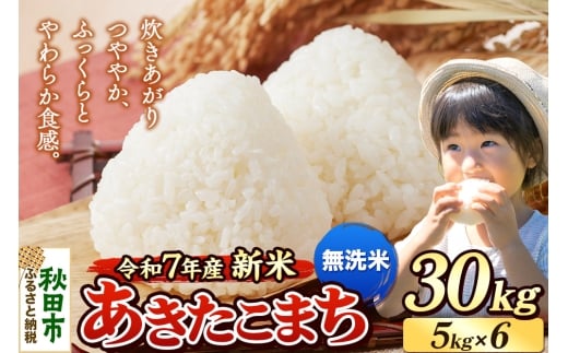 《令和7年産 新米先行受付》 米 あきたこまち 30kg（5kg×6袋） 【無洗米】 秋田県産