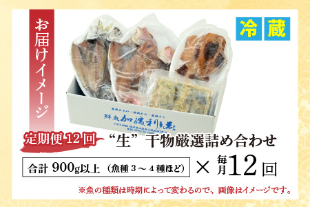 『定期便』【加福鮮魚】 季節の旬の魚をお届け！"生"干物厳選詰め合わせ　全12回(毎月発送)一夜干し 醤油干し 味噌漬け 塩干し[L-015001]