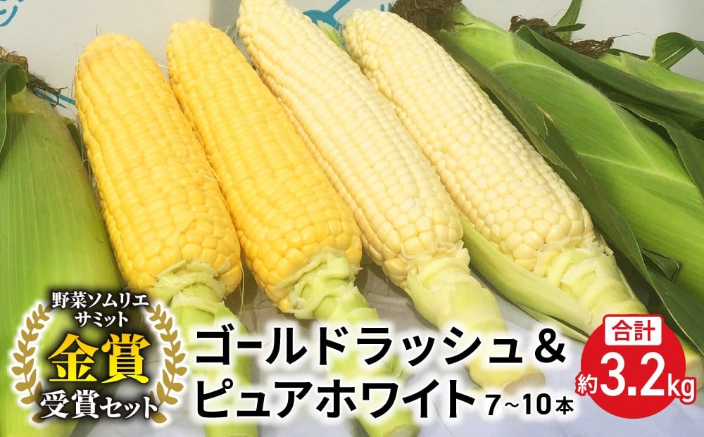 
            【先行受付2026年発送】野菜ソムリエサミット金賞受賞！東御市産とうもろこし（ピュアホワイト・ゴールドラッシュ）約3.2kg（7～10本）｜スイートコーン ※2026年7月上旬～9月上旬に順次発送予定※着日指定不可
          
