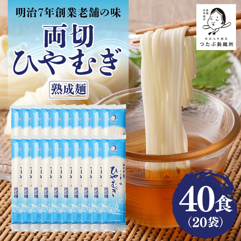【ふるさと納税】 麺 冷麦 両切 たっぷり セット 20袋 40食 送料無料 y12-169