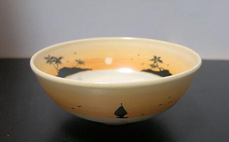 【伝統工芸品 清水焼】京絵付け平茶碗「南国」（伝統工芸茶碗 お茶碗 陶器）