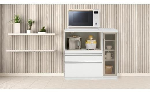 (ホワイト)【開梱設置】華 キッチンカウンター 幅90cm レンジ台 完成品 大型レンジ対応 キッチンカウンター 90幅 スライド 大川家具