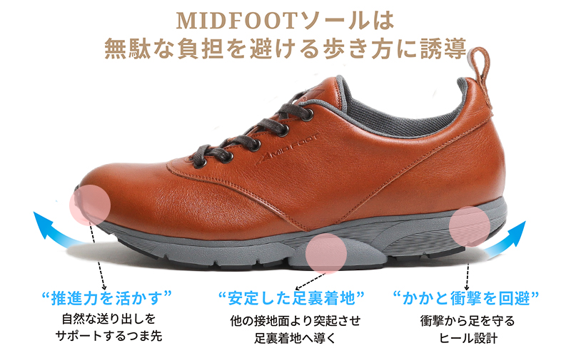 MIDFOOT ( ミッドフッド ) 紳士靴 レザースニーカー MF002JM 26.5cm( ブラウン ) 4E　【 ファッション 靴 シューズ スニーカー メンズ 】 【 お洒落 レザーシューズ 