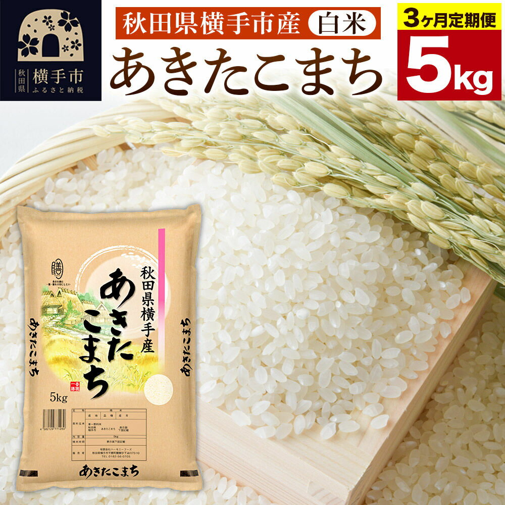 【ふるさと納税】《定期便3ヶ月》【白米】令和7年産 横手市産 あきたこまち 5kg [定期便 秋田県産 あきたこまち 白米 5キロ]