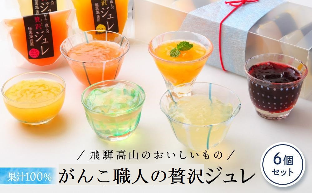 
            がんこ職人の贅沢ジュレ6個セット | フルーツジュレ ゼリー ビタミン 果汁100% 果物 くだもの 飛騨高山 株式会社創 和菓子処福壽庵 PF002
          