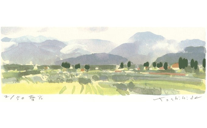 
福本吉秀版画「春光」
