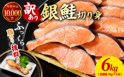 訳あり 鮭 定期便 3回（2kg × 3回） 計6kg さけ サケ 銀鮭 切り身 切身 サイズ 不揃い サーモン ごはん のお供 おつまみ 酒 ビール 日本酒 おつまみ 魚 魚介 小魚 海鮮 海産物 おかず お米 シャケ 塩銀鮭 塩さけ 塩サケ グルメ 訳アリ 家庭用 弁当 食品 新鮮 冷凍 徳島県