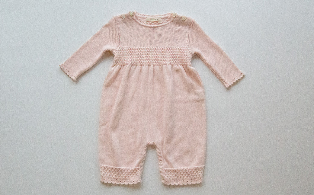 スモッキング編み カバーオール フェザーグレー ベビー ベビー服 赤ちゃん 服 つなぎ