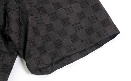 サマーシャツ（ブラック / メンズ）琉球織物 両面浮花織 ファッション フォーマル カジュアル 冠婚葬祭 / 沖縄市 FABRIC SHOP MINAMI[BCCS009]