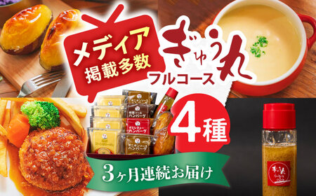 【3回定期便】フルコースセット【ぎゅう丸】 [NCQ116]ハンバーグハンバーグハンバーグハンバーグハンバーグハンバーグ