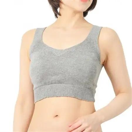 日本製 オーガニックコットン ゆったりブラ (パット付) 無縫製 グレー (6681-S7363)【1324239】