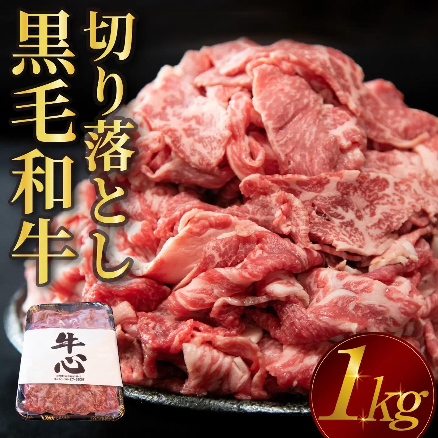 【人気精肉店からお届け】小林市産黒毛和牛切り落とし 1kg （牛肉 黒毛和牛 訳あり 切り落とし 小間切れ 赤身 小分け）