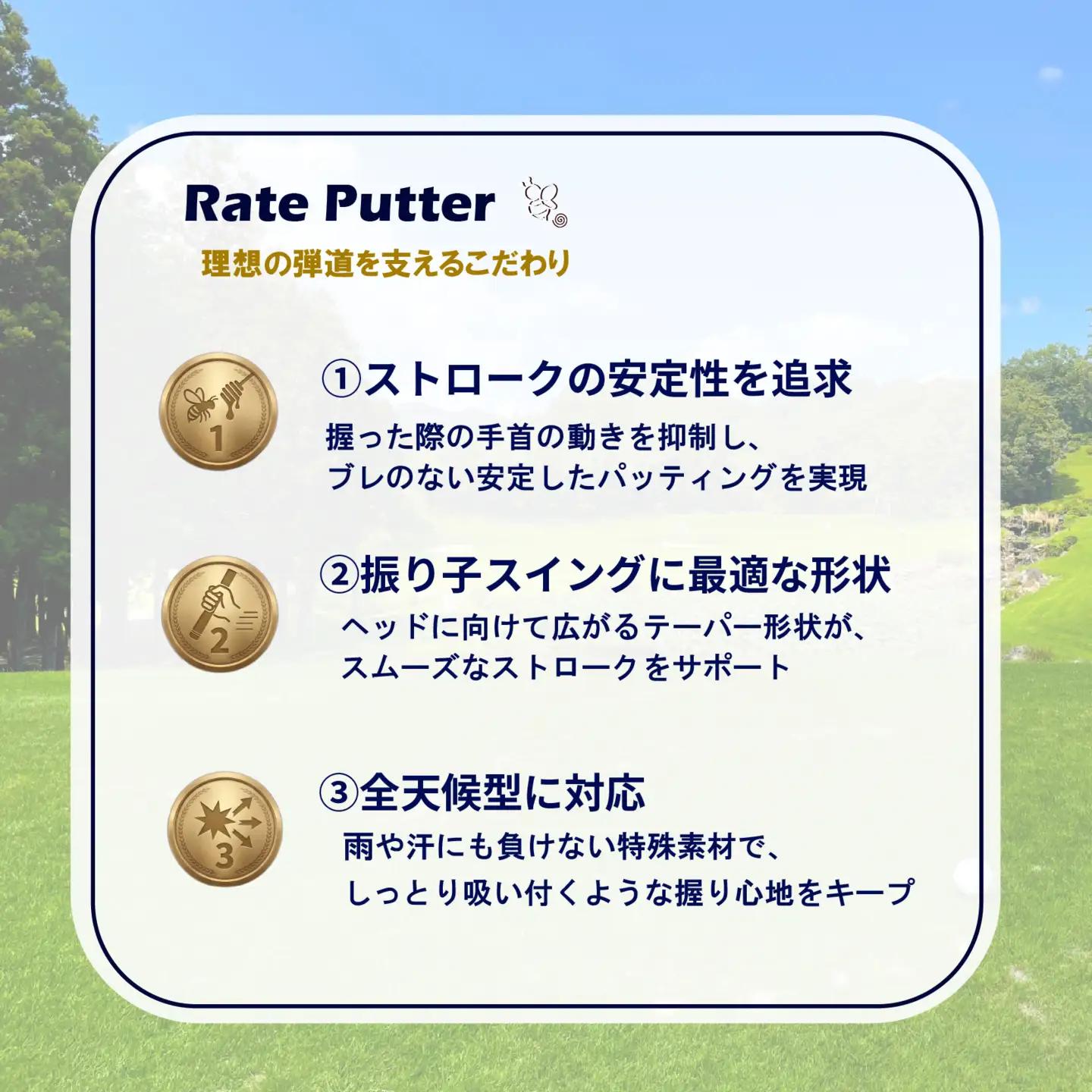ゴルフパターグリップ RATE PUTTER 本体グレー マークブラック グリップ