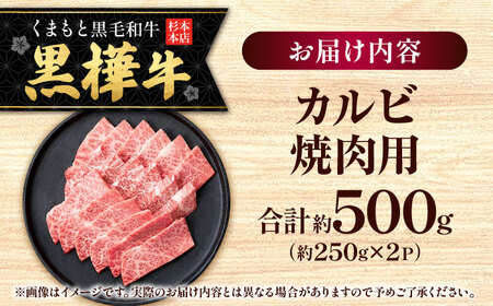 くまもと黒毛和牛 黒樺牛 A4〜A5等級 カルビ 焼肉用 約500g 黒毛和牛 カルビ焼肉[AYBJ032]