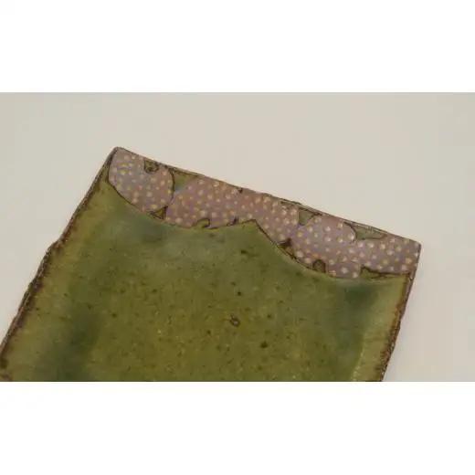 釉彩角皿 2枚セット ドット模様 和食器 お皿 陶芸品《受注制作》皿 中皿 正方形 和食器 おすすめ プレート パスタ皿 サラダ皿 食器 おしゃれ モダン 陶芸 陶器 陶芸作家