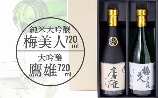 
            大吟醸　鷹雄720mlと純米大吟醸　梅美人720ml　のセット＜F03-7＞_ 日本酒 大吟醸 酒 純米大吟醸 セット 飲み比べ フルーティー 女性 飲みやすい 地酒 国産 産直 産地直送 銘酒 名酒 アルコール 【1043424】
          