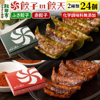 ふるさと納税 秋田市 【情熱の赤餃子・新緑のふき餃子24個詰合せ】餃子の餃天|15_ggt-092401