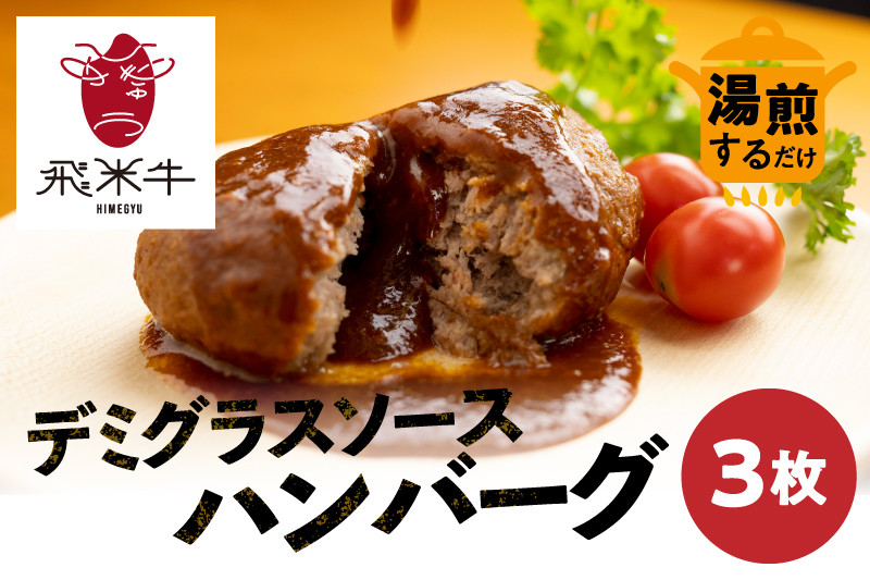 
                  ＜8月から寄附額改定＞《簡易包装》飛米牛入りデミグラスソースハンバーグ 200g×3枚 簡単調理 温めるだけ レトルト 湯煎 ハンバーグ 冷凍 母の日 はんばーぐ
                