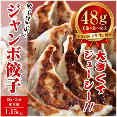 宇都宮餃子専門店 悟空　ジャンボ餃子24個入 ? 餃子 冷凍 ぎょうざ ギョーザ 名物 惣菜 国産野菜 国産豚肉 おかず 晩ご飯 おつまみ お取り寄せ グルメ 簡単調理 お手軽 時短※離島への配送不可