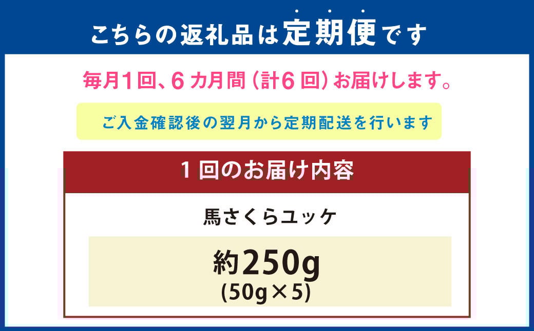 【6ヶ月定期便】 馬さくらユッケ 250g （50g×5） 計1.5kg